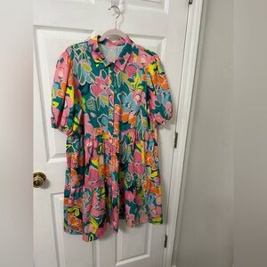 Floral Dress in Pink and Green